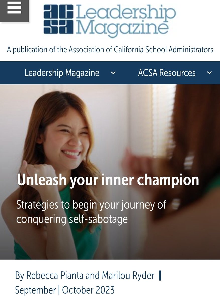 I love to empower others, so I am honored to share the findings from my dissertation in the @ACSA_info Leadership Magazine issue, 'Empowering Women Leaders'. The article is 'Unleash Your Inner Champion', co-authored with the amazing Dr. Marilou Ryder. leadership.acsa.org/unleash-your-i…