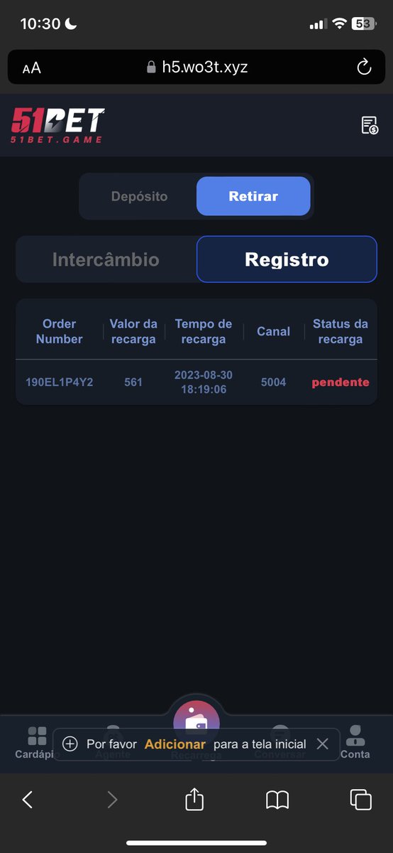 Vem pra 51bet você também! 

h5.wo3t.xyz/register?name=…