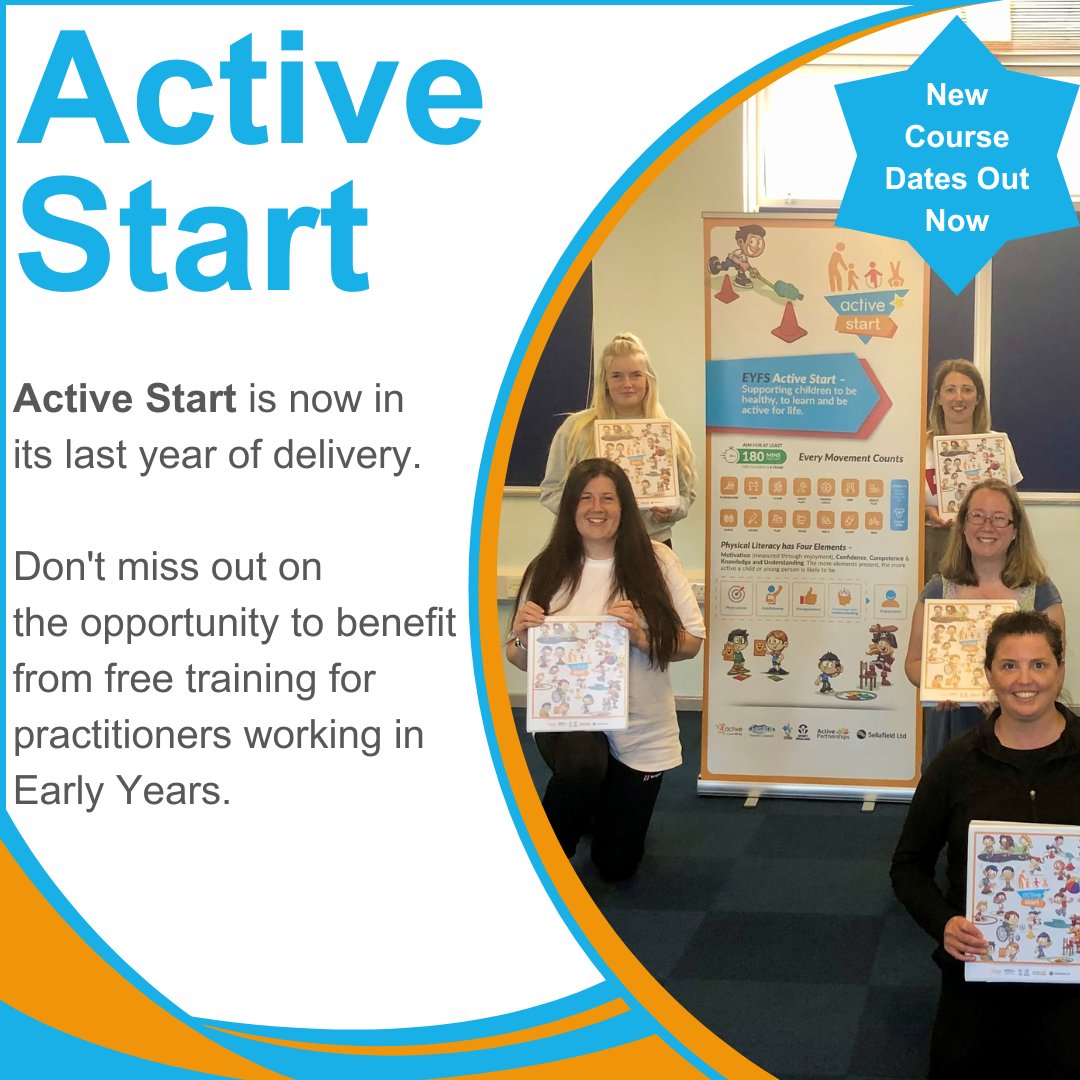 ActiveCumbria's tweet image. NEW ACTIVE START COURSE DATES | 2023 🌈

Announcing... new dates for our *FREE* Active Start Early Years practitioner training 📣 LAST CHANCE!

To find out more or book your free place visit the link below 👇👇

tinyurl.com/4wmpj44w

#ActiveStart
#ActiveCumbria