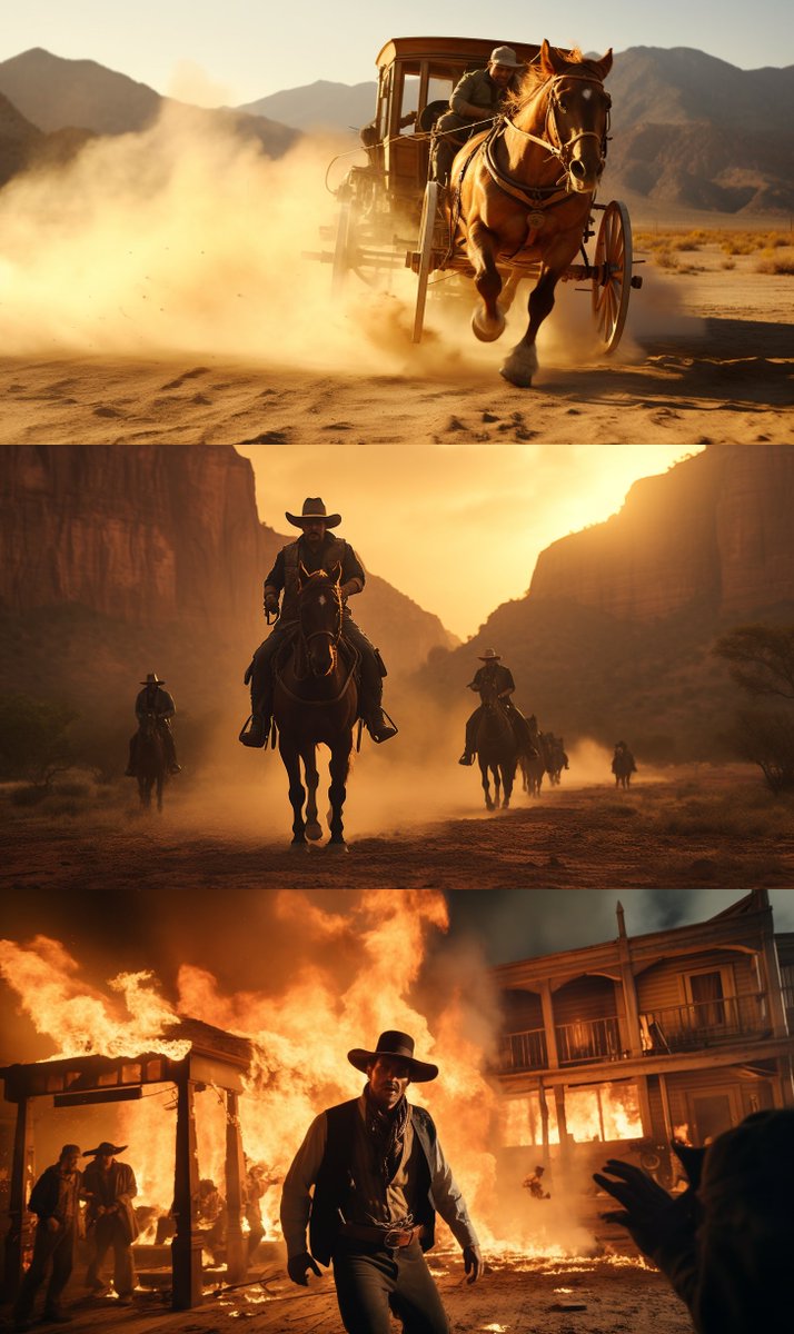 🤠 Howdy, folks! 
Curious about venturing into the Wild West with me? 
I've got a brand-new Western-themed trailer ready to roll, made with <a href="/Midjourney/">Midjourney</a> <a href="/runwayml/">Runway</a> <a href="/elevenlabs/"></a> and <a href="/pixabay/">Pixabay</a>.
Want a sneak peek? Drop a '🔫' below if you're in! 

P.S. Swipe to see some