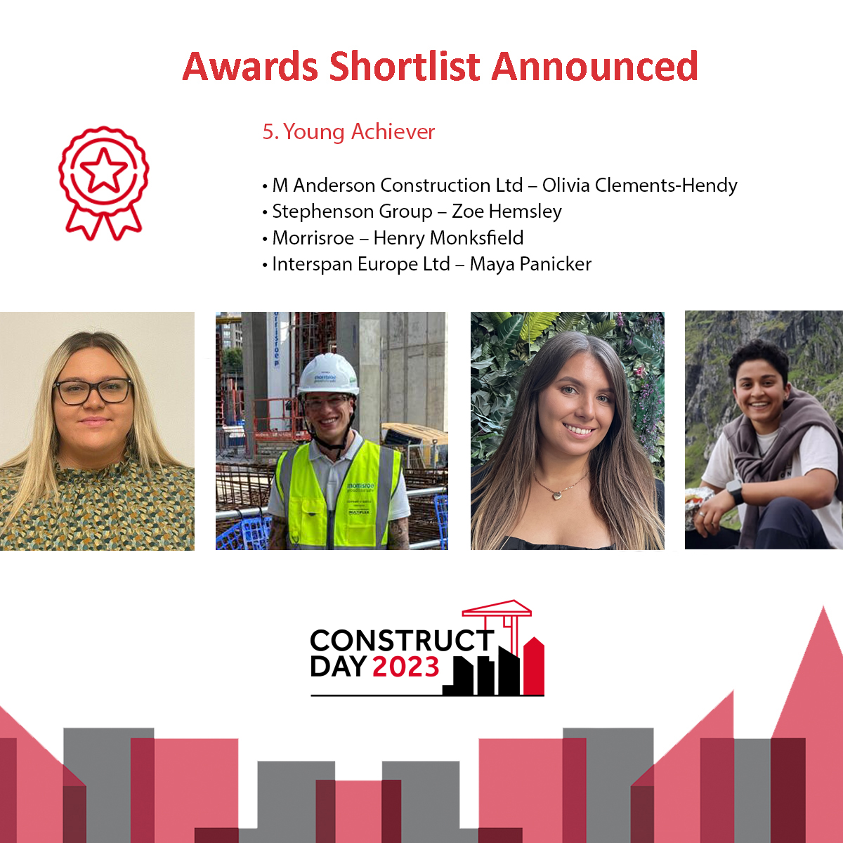 CONSTRUCT_CSG's tweet photo. CONSTRUCT Awards Shortlist Announced!
We are delighted to inform you that the following individuals have been shortlisted for the CONSTRUCT Awards 2023 in the Young Achiever category. https://t.co/gATGRj80OY https://t.co/R55ChEKh4q