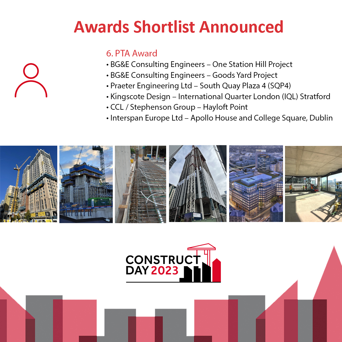 CONSTRUCT_CSG's tweet photo. CONSTRUCT Awards Shortlist Announced!
We are delighted to inform you that the following projects have been shortlisted for the CONSTRUCT Awards 2023 in the PTA Award category. https://t.co/RXumBRFEuO https://t.co/096btcN9yR