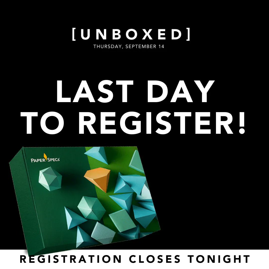 PaperSpecs's tweet image. ⏰ Today is the LAST DAY to register for PaperSpecs Unboxed on September 14! ⏰

Registration closes tonight to allow time for you to get your box full of #printsamples (valued at $160) sent to your doorstep in time for the event!

👉 Sign up here: buff.ly/45pgZkq
