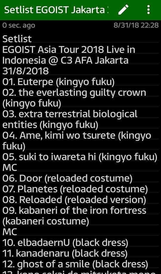 IDsupercell's tweet photo. #OnThisDay Setlist セトリ
EGOIST Asia Tour 2018 Live in Indonesia
31 August 2018
Remember that night? 🥹
#EGOIST #AsiaTour2018 #EGOISTAsiaTour2018 #ジャカルタ #SelamatDatangEGOIST https://t.co/fevjig54NE