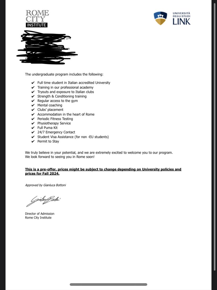 I am honored to receive my first offer from <a href="/RomeCityInst/">Rome City Institute</a>