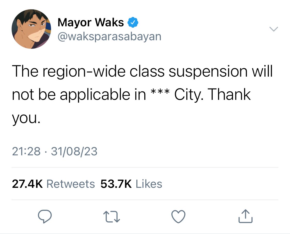 ushijiwaks's tweet photo. wala naisip ko lang mayor ushijima wakatoshi na ayaw magsuspend ng classes kahit ulang ulan na tapos teacher-volunteer shinsuke kita na inis na inis na kasi he wants to help sa pamamahagi ng relief goods but can't bec of acads responsibilities https://t.co/cxf7GycrxG