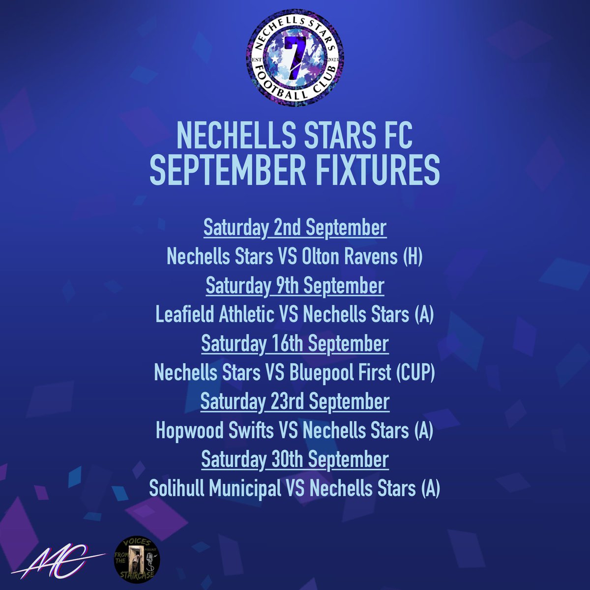 NechellsStarsFC's tweet photo. Our September Fixtures for the 23/24 Season #nechells #7side #birmingham
⭐️⭐️ https://t.co/ws0vor3MjN