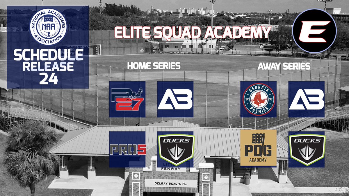 National Academies Association (@naaconference) on Twitter photo Schedule Release for the 2024 Spring:
Revealing <a href="/ESBAcademy/">Elite Squad Baseball Academy</a> home and away opponents. 🔥 Schedule Release for the 2024 Spring:
Revealing <a href="/ESBAcademy/">Elite Squad Baseball Academy</a> home and away opponents. 🔥