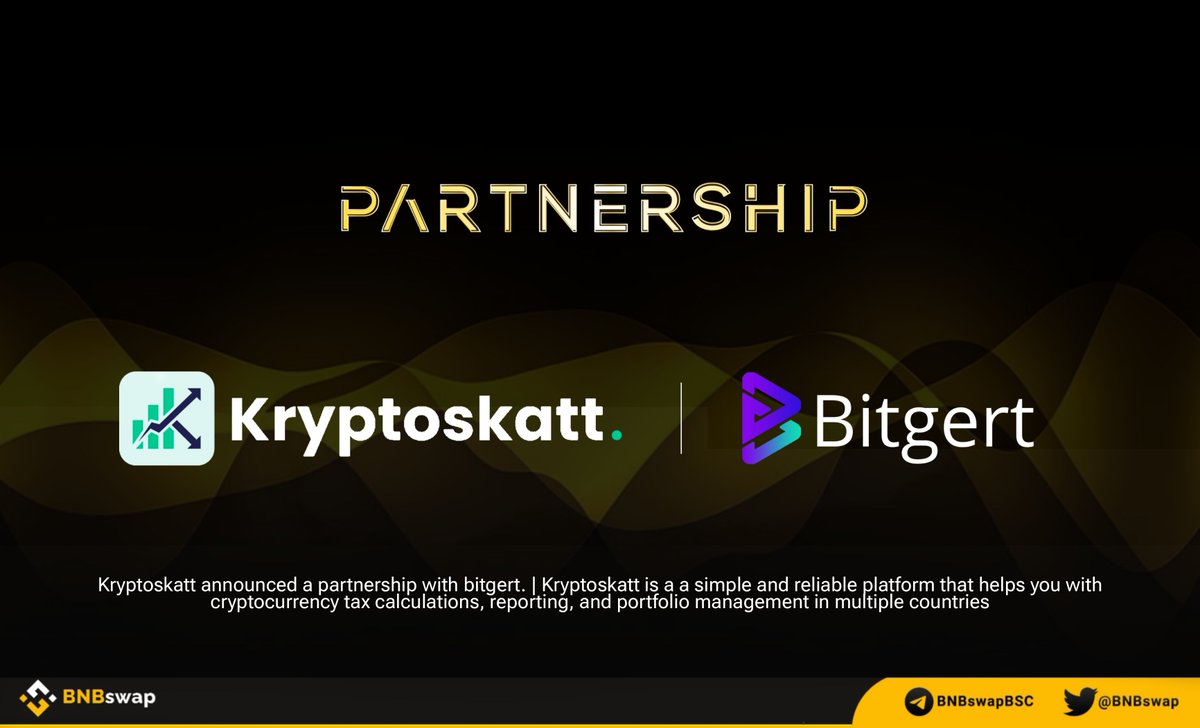 📢 <a href="/kryptoskatt/">kryptos</a> announced a partnership with <a href="/bitgertbrise/">Bitgert - $BRISE</a> $BRISE!

Kryptoskatt is a a simple and reliable platform that helps you with cryptocurrency tax calculations, reporting, and portfolio management in multiple countries

#BRISE #Bitgert #Crypto #Cryptonews #Web3 $BNB #BSC
