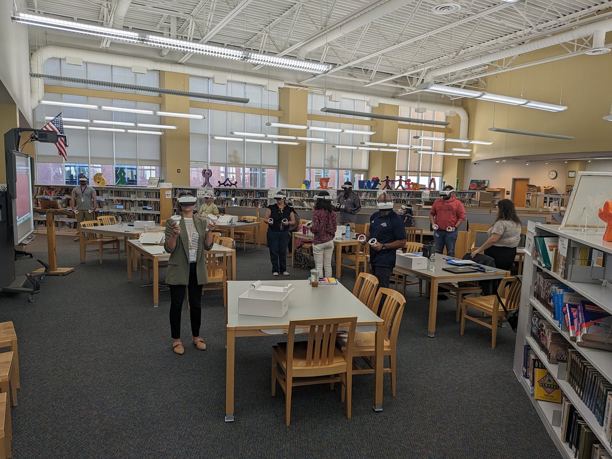 Starting the year with some VR math professional development. NBPS math department will be piloting a virtual reality math program this year for students!!!