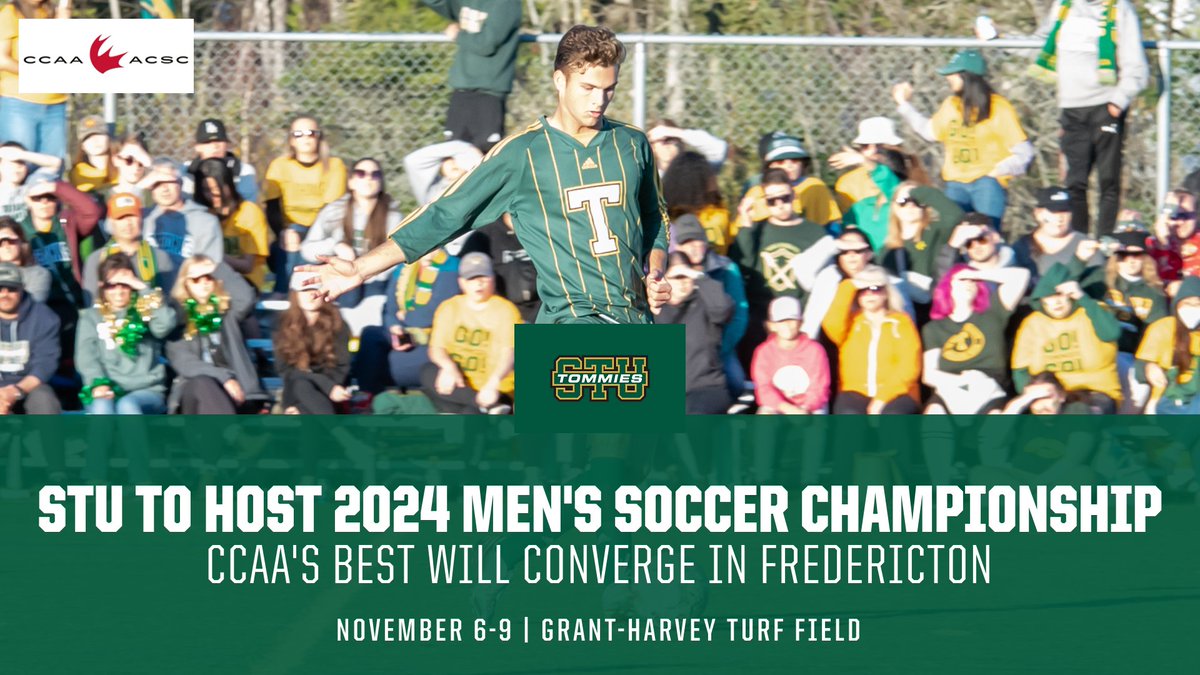 🎉 Big News at St. Thomas! 🎉

The 2024 CCAA Men's Soccer Championship will be hosted by the STU Tommies November 6-9, 2024!

Tommies Men's Soccer will have an automatic entry to the 8 team National Championship as host.

Read more: gotommies.ca/x/pcoys