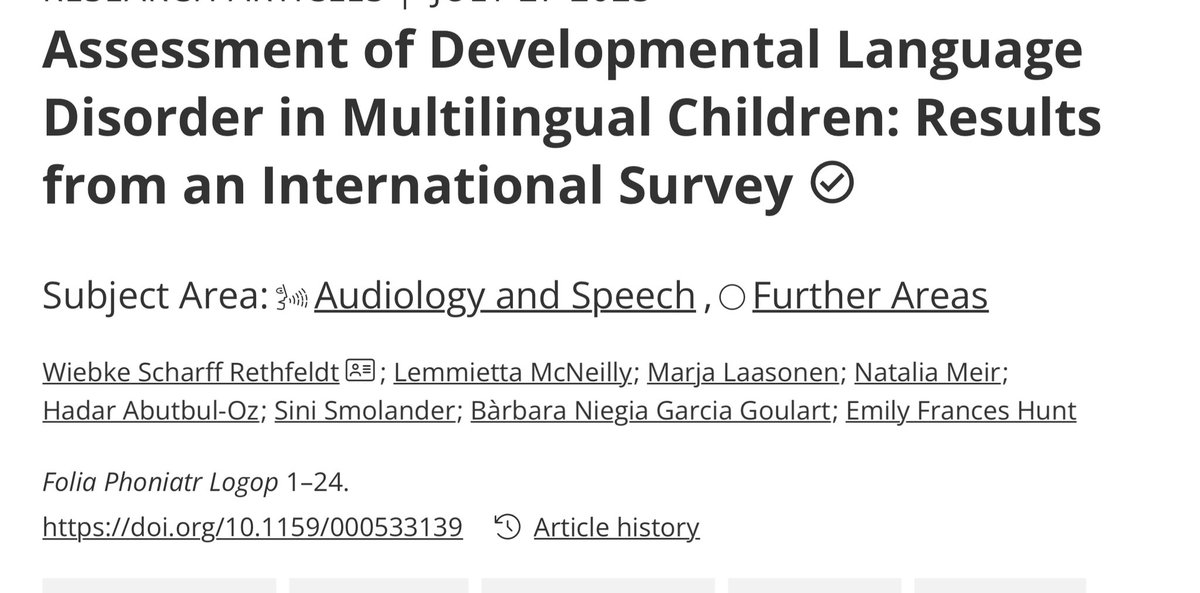 W Scharff Rethfeldt 🕊 (@w_scharff) on Twitter photo Our article
„Assessment of Developmental Language Disorder in #Multilingual Children: Results from an International Survey“
is ready for download at
karger.com/fpl/article/do…
#DevLangDis <a href="/KargerPublisher/">Karger Publishers</a> <a href="/EF_Hunt/">Emily Hunt</a> <a href="/SLPLemmie/">Lemmie McNeilly</a> <a href="/marjalaasonen/">Marja Laasonen</a> <a href="/bngoulart/">Bárbara Goulart</a> RT Our article
„Assessment of Developmental Language Disorder in #Multilingual Children: Results from an International Survey“
is ready for download at
karger.com/fpl/article/do…
#DevLangDis <a href="/KargerPublisher/">Karger Publishers</a> <a href="/EF_Hunt/">Emily Hunt</a> <a href="/SLPLemmie/">Lemmie McNeilly</a> <a href="/marjalaasonen/">Marja Laasonen</a> <a href="/bngoulart/">Bárbara Goulart</a> RT