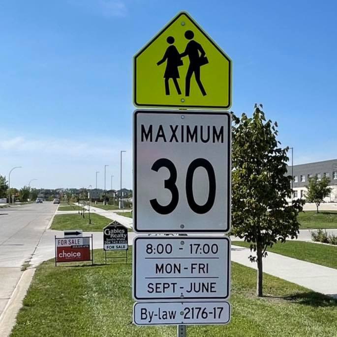 WinklerPolice's tweet photo. Reminder that school zone speed limits take effect Friday. Please slow down and watch for pedestrians as our children all return to school in the coming days. https://t.co/c3cZQr4TPy