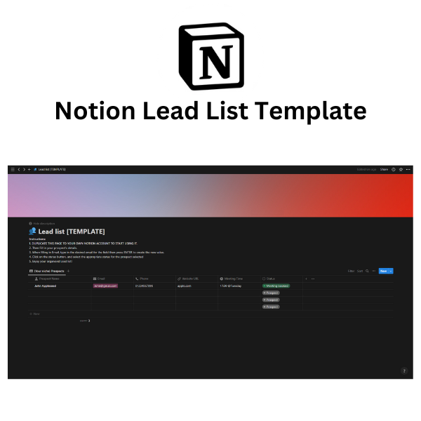 Just published the Notion Lead List template for FREE!
Here is the link to get it now: simplyorganised.gumroad.com/l/simply-organ…