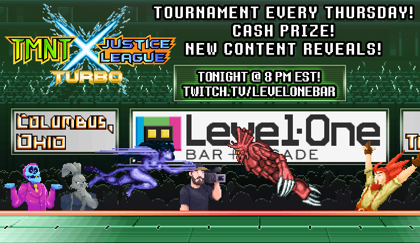 TMNT_TF's tweet photo. It's Thursday, time for the weekly #TMNTXJL Turbo tournament @LevelOne_Bar!  Last week, Alex's Cheetah fought Josh's War in a ferocious final but Alex was able to battle from losers to win! Tune in tonight @ 8 PM EST for thrilling fights with Ohio's best!

https://t.co/6XFCvva37L https://t.co/mCtIFVB1Pj