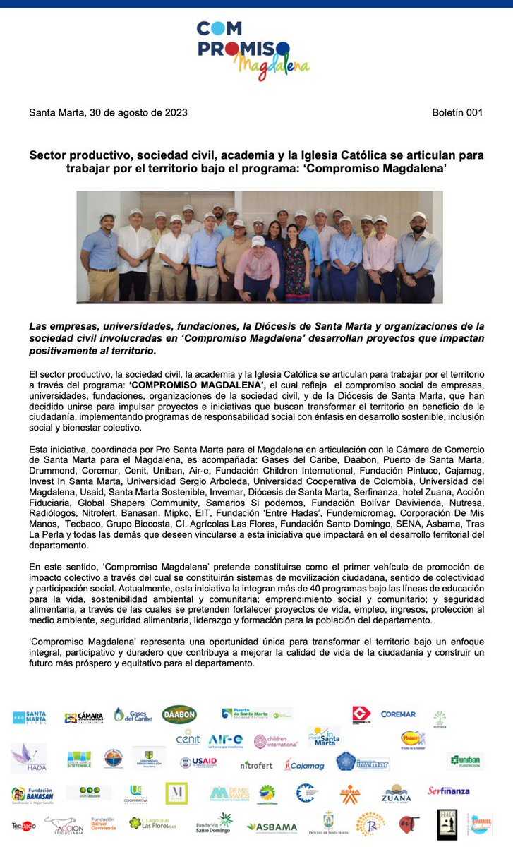 CamComercioSM's tweet photo. Nuestro compromiso es con el Magdalena, por eso seguiremos trabajando unidos por el territorio.
🫱🏼🫲🏽
#CompromisoMagdalena https://t.co/lMwn6esWNi