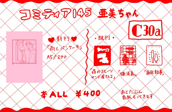 コミティアに持ってくものです!当日よろしくお願いします🙇‍♂️ #COMITIA145 