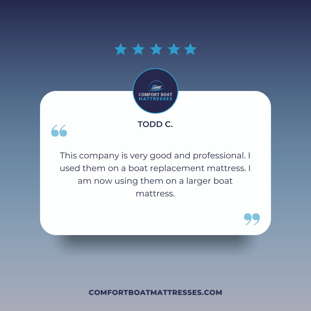 ComfortBoat's tweet image. 🌟 We love waking up to positive reviews about our boat mattresses. Start your day with the same comfort and joy - get yours today! 🌅 #GoodMorning #BoatingEssentials