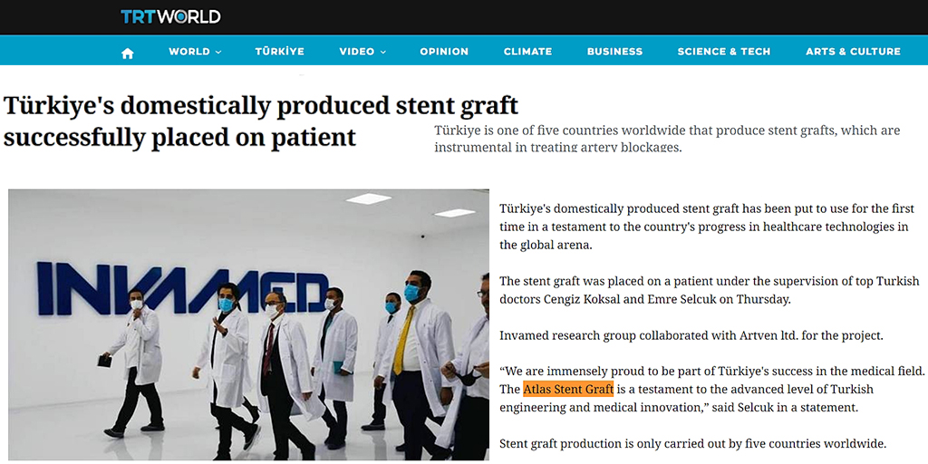 invamed_inc's tweet photo. 'Tรผrkiye's domestically produced stent graft successfully placed on patient'
๐ฅ๐ฒ๐ฎ๐ฑ ๐๐ต๐ฒ ๐ณ๐๐น๐น ๐ฎ๐ฟ๐๐ถ๐ฐ๐น๐ฒ ๐ต๐ฒ๐ฟ๐ฒ:
https://t.co/2efBSAm7E9
#Atlas #AtlasStent #AtlasEndovascularStentGraftSystem #Endovascular #Stent #EndovascularStent #Vascular #StentSystem #AtlasStentGraft