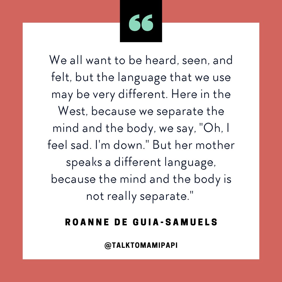 Roanne de Guia-Samuels, a psychotherapist who works with Filipino women, speaks with Juleyka about reading nonverbal cues and tuning in to communication nuances when talking with loved ones about their mental health.

🎧 Listen to our latest episode here: pod.link/talktomamipapi