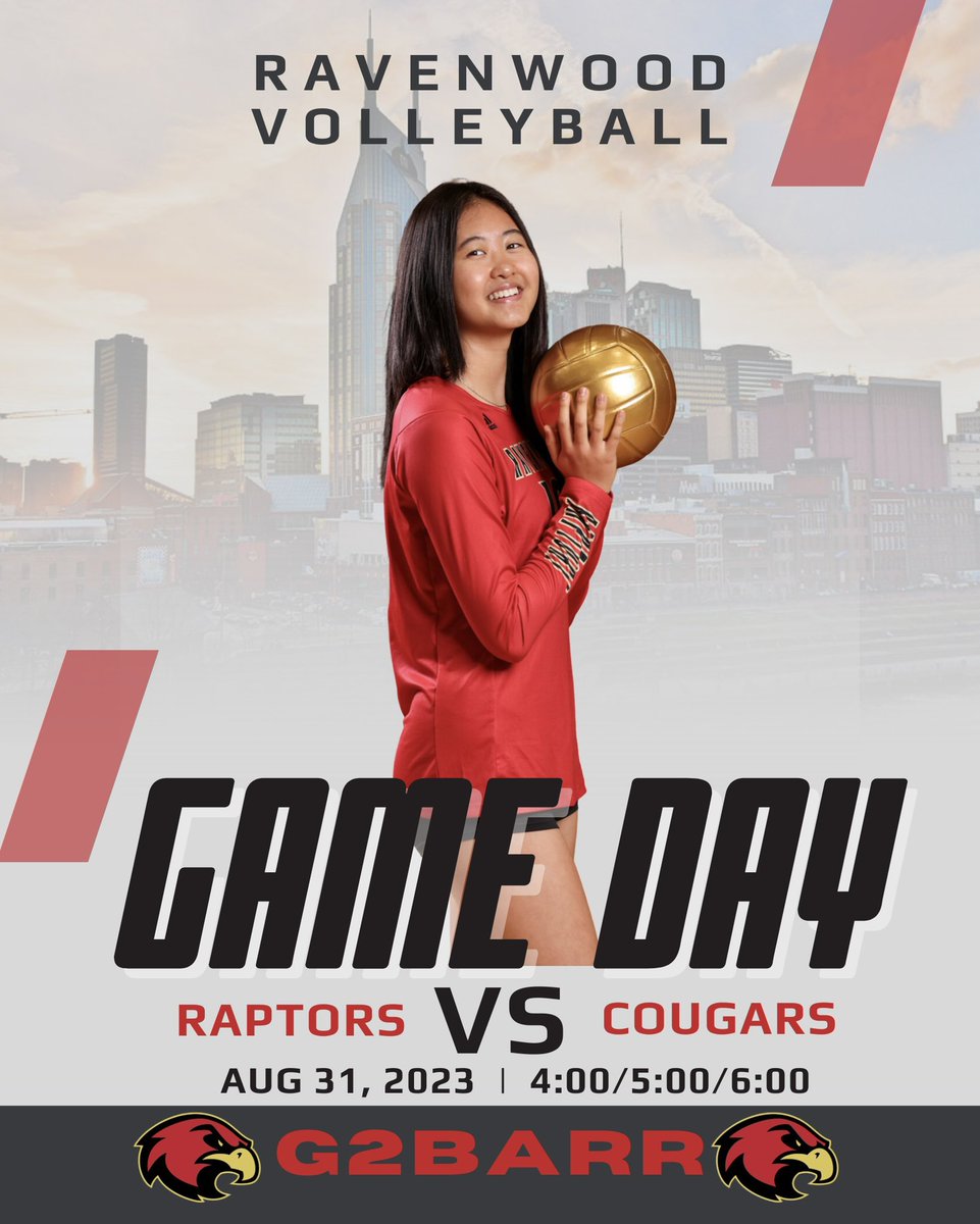 RaptorsVolley's tweet photo. Game day vs Centennial. See you there! #G2BARR 

🆚 ↠ Centennial High School 
⏰ ↠ FR 4:00/JV 5:00/V 6:00
📍 ↠ Centennial High School https://t.co/1B4eJwLQK9