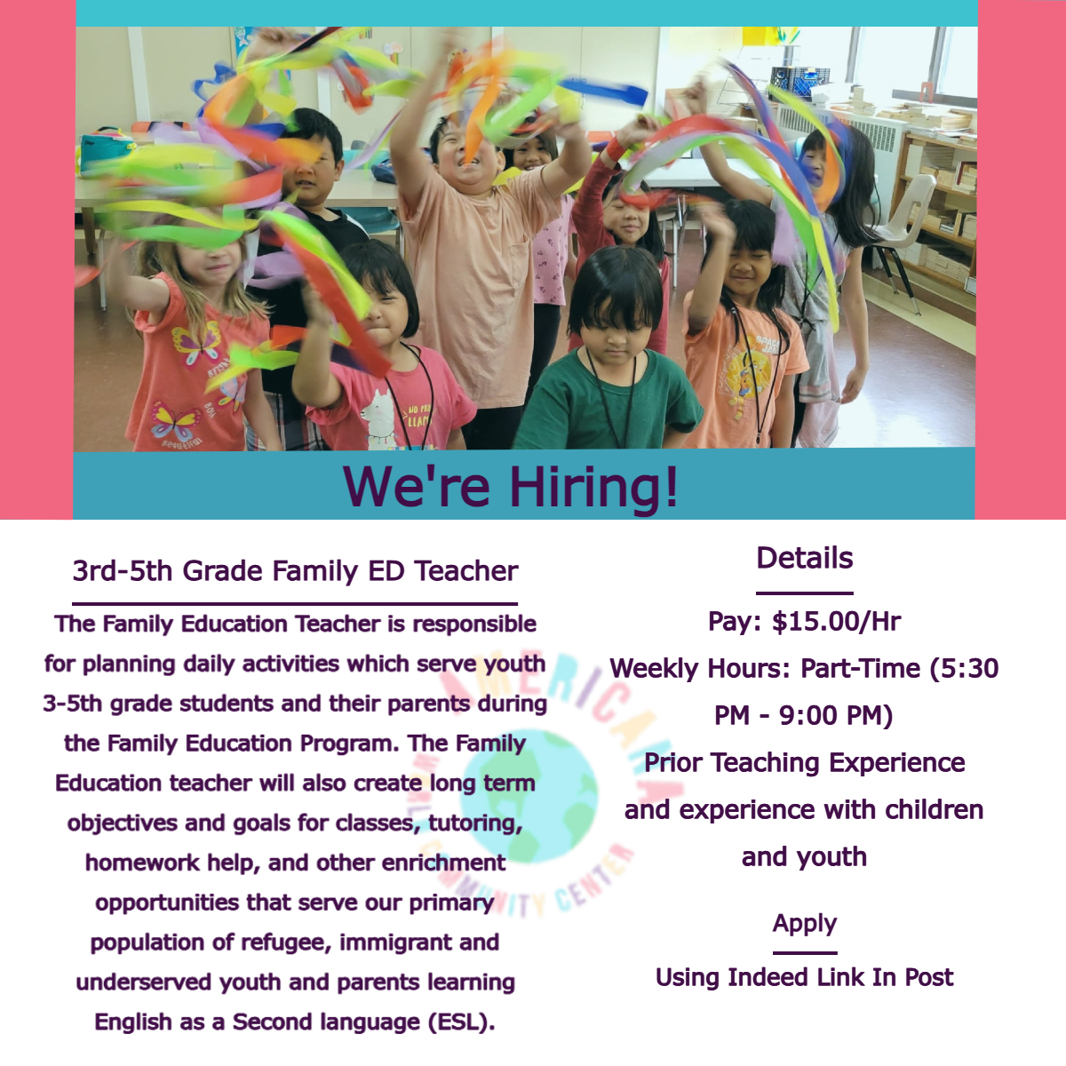 🌎 Do you have a passion for education?
🌎 Do you enjoy fostering connections with children and families?
🌎 Are you interested in inspiring and educating youth and parents from over 100 countries?

-> indeed.com/job/family-edu…