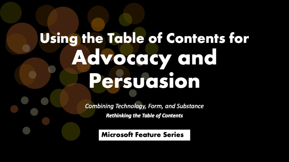 WordRake's tweet photo. “A reader who skims through your ToC and only reads the point headings should not only understand your arguments but also feel inclined to agree with them.” Learn from @IvyBGrey about using the #TableOfContents for #Persuasion. #MicrosoftWordSeries #MSWord https://t.co/SIAUqrKopu https://t.co/ILu35OS72n