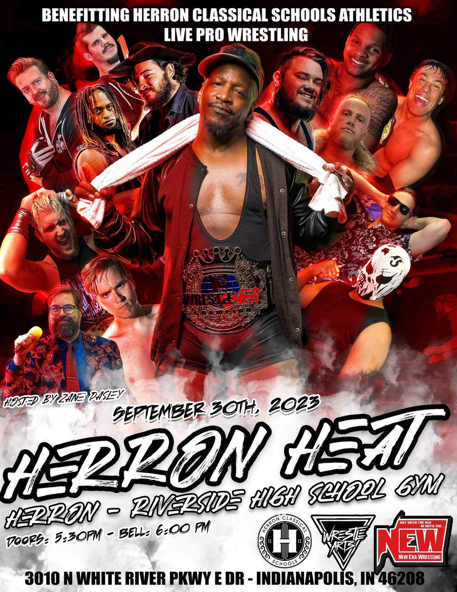 LIVE PRO WRESTLING 
Saturday 9/30 6pm Belltime
HERRON HEAT benefitting <a href="/HerronAthletics/">Herron Athletics</a> 
Main Event: <a href="/JeremyHadley20/">Jeremy Hadley</a> challenges @UncleQ31 for the <a href="/WrestleArtsIndy/">WrestleArts</a> Global Openweight Championship 
Tickets are only $10!
my.onecause.com/event/organiza…