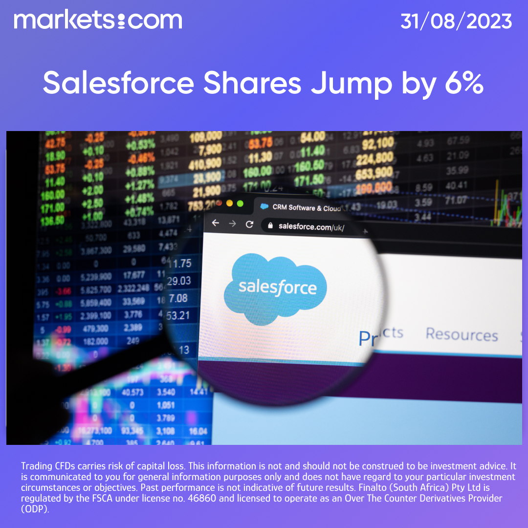 MarketscomSA's tweet photo. 📈Dow component @Salesforce's stock rose 6% after exceeding earnings expectations and providing a positive outlook.

Check Salesforce's stock at https://t.co/h6lREPo9Yn app 👇
🔗 https://t.co/95Ukoc6eIp

#CRM #Salesforces #Dow #stockmarket #techstock #earnings #marketscom https://t.co/JZNFVzWx7f