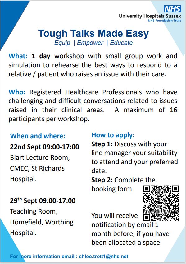 UHSussexEducation (@uhsussex_ed) on Twitter photo Last spaces available <a href="/UHSussex/">University Hospitals Sussex</a> for a new #multiprofessional workshop #ToughTalksMadeEasy
#communication #RN #AHP #RNA #PALS Last spaces available <a href="/UHSussex/">University Hospitals Sussex</a> for a new #multiprofessional workshop #ToughTalksMadeEasy
#communication #RN #AHP #RNA #PALS
