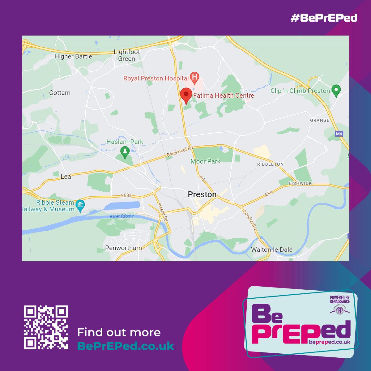 BePreped_Lancs's tweet photo. We're already half way through our 'where is PrEP?' miniseries!
Up today is Fatima Health Centre in Preston.
To book an appointment at Fatima, please call 0300 1234 154
#prep #bepreped #hiv #uequalsu https://t.co/VJbhNmuScb