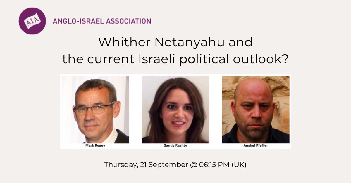 Where is Netanyahu heading and Israel’s political outlook. Join our first-class panel for a fascinating discussion with <a href="/MarkRegev/">Mark Regev</a> <a href="/AnshelPfeffer/">Anshel Pfeffer אנשיל פפר</a> <a href="/SandyRashty/">Sandy Rashty</a> 

streamyard.com/watch/4eZy4Bqv…