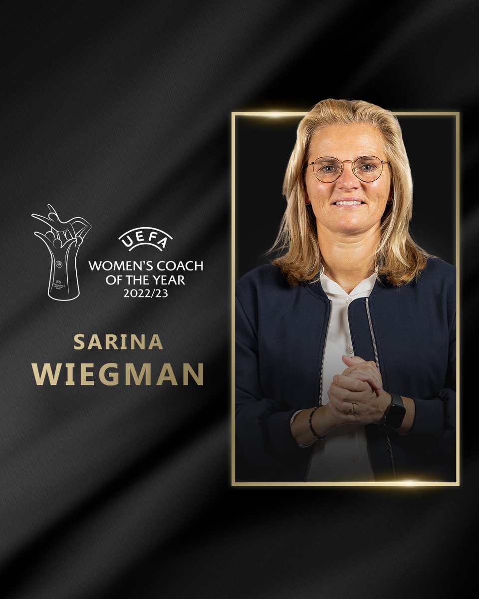 🥇 SARINA WIEGMAN is the 2022/23 UEFA Women's Coach of the Year!

The England coach reached a fourth successive major final at the World Cup and is an inspiration for coaches everywhere.

Congratulations, Sarina!

#UEFAawards