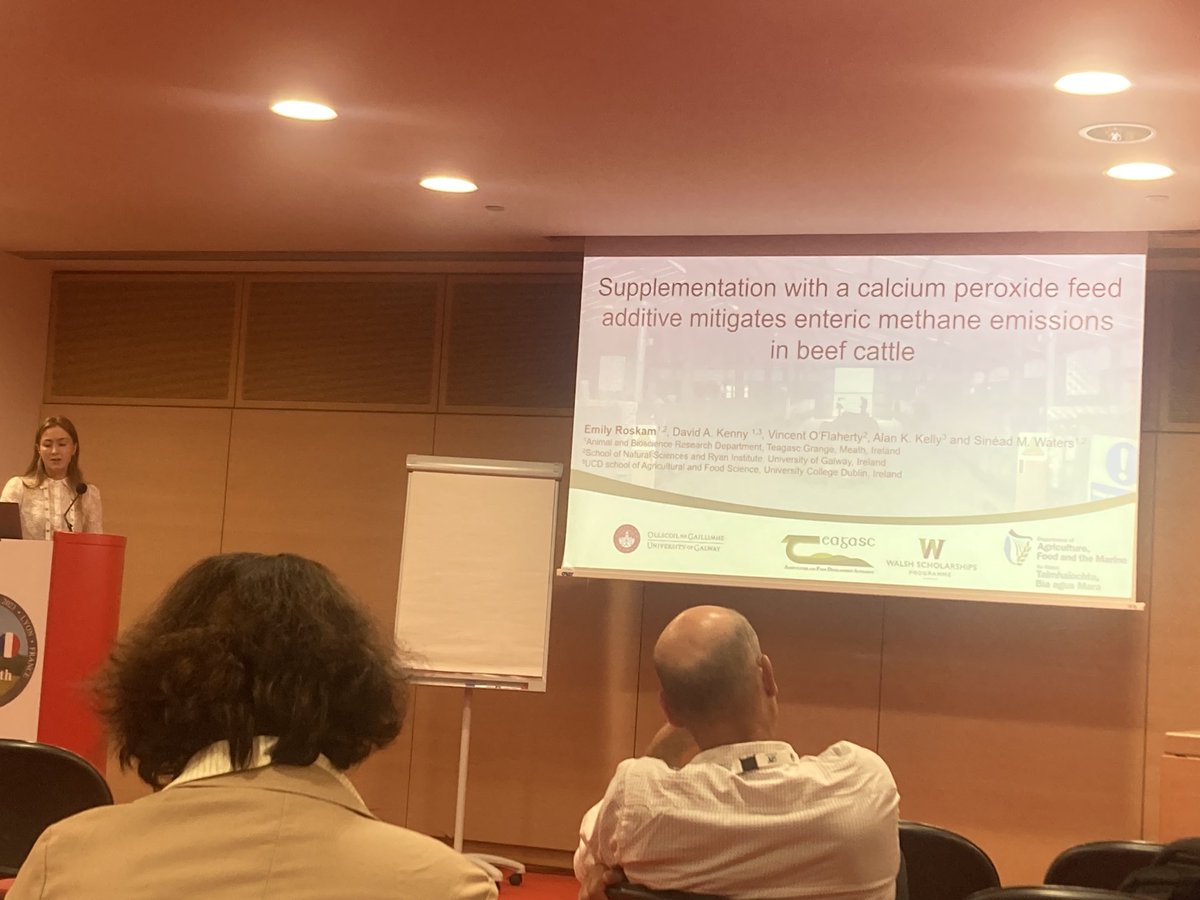 SineadMWaters's tweet photo. Excellent presentations today ⁦@eaap2023Lyon⁩ by our PhD students ⁦@RoskamEmily⁩ and ⁦@carolineod93⁩ on dietary supplementation of sheep and beef cattle with calcium peroxide! ⁦@voflab⁩ ⁦@teagasc⁩ ⁦@agriculture_ie⁩ ⁦@METH_ABATE⁩ https://t.co/hKBYy9pdde