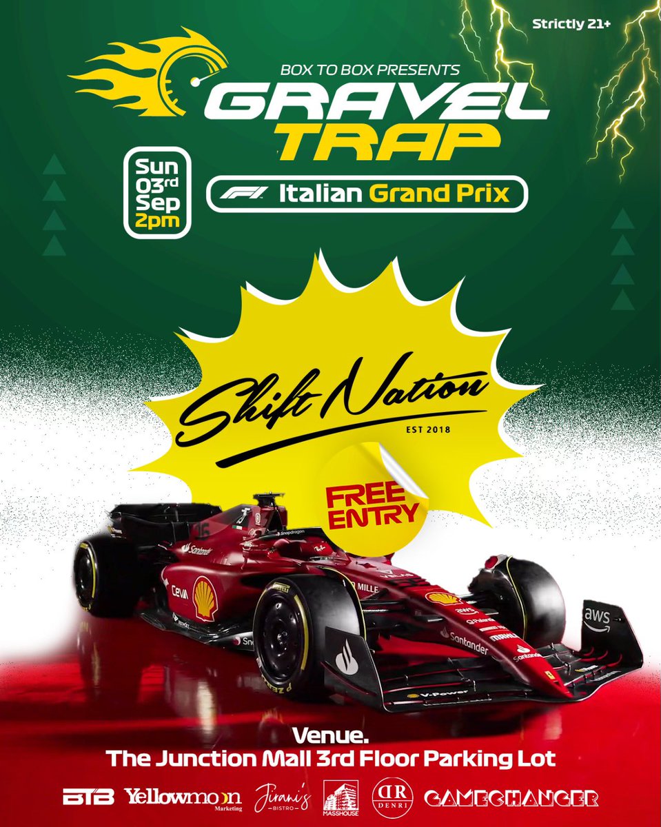 boxtoboxregista's tweet photo. Sunday is a day of sport!! Gravel Trap is happening from 2pm @thejunctionmall!
We have the Italian GP and then immediately after that a small matter to be settled at the Emirates.
Shift Nation will be on location with the best tuned cars in Kenya! #GravelTrap https://t.co/yOyOaS8gRH