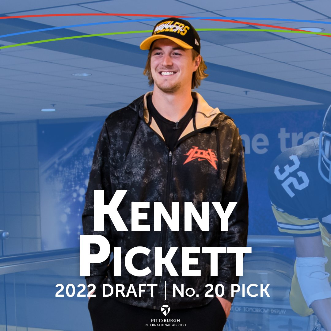 PITairport's tweet photo. #throwbackthursday to when the @steelers first-round draft pick @millionairemov3, @kennypickett10 and @ohthatsnajee22 walked off the plane and into their new career sporting back and gold 💛 📷 #pittsburghsteelers #firstrounddraft #airportarrivals https://t.co/9Z3H98MjSK