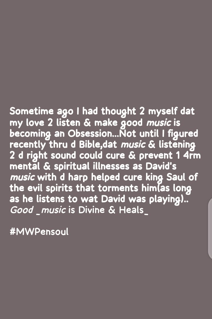 iam_makeway's tweet photo. Power of music cannot be Over emphasized,that's why it is a recommended therapy for treatment of depression and anxiety..
#MWPensoul ✏️
#RealMakewayWords
#MusicTherapy
#FightDepression https://t.co/4cgpmYdgCR