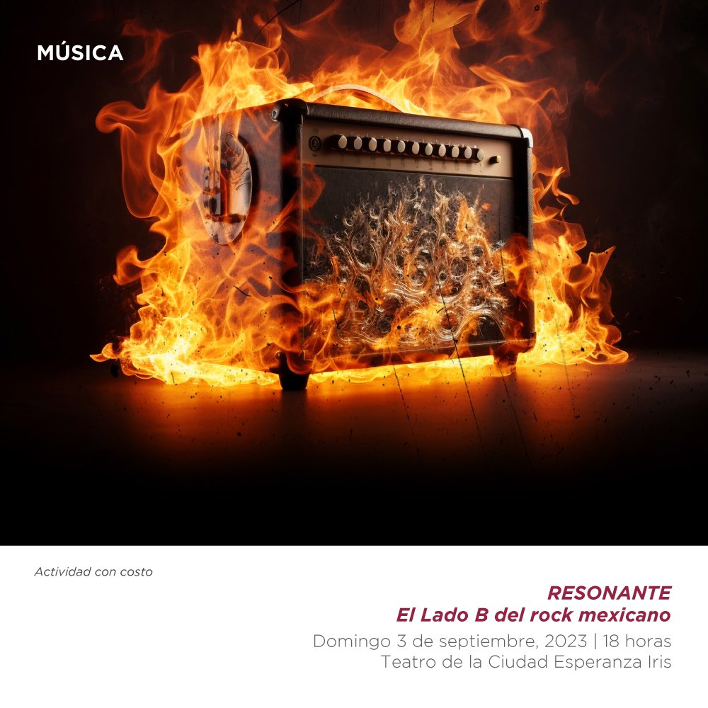 CulturaCiudadMx's tweet photo. Descubre el Lado B del rock mexicano con @SomosResonante en el #TeatroDeLaCiudadEsperanzaIris.
Explora canciones legendarias que resuenan en nuestra memoria a cargo de integrantes de bandas de los años 80 y 90 como @zurdokoficial, @SantaSabinaOf, @ElHaraganyCia, @lagusanaciega y @fratta. 

Domingo 3 de septiembre, a las 18 horas. 

Boletos disponibles en taquilla y Ticketmaster:  https://t.co/ZNBzP8NUHt

@teatroscdmexico