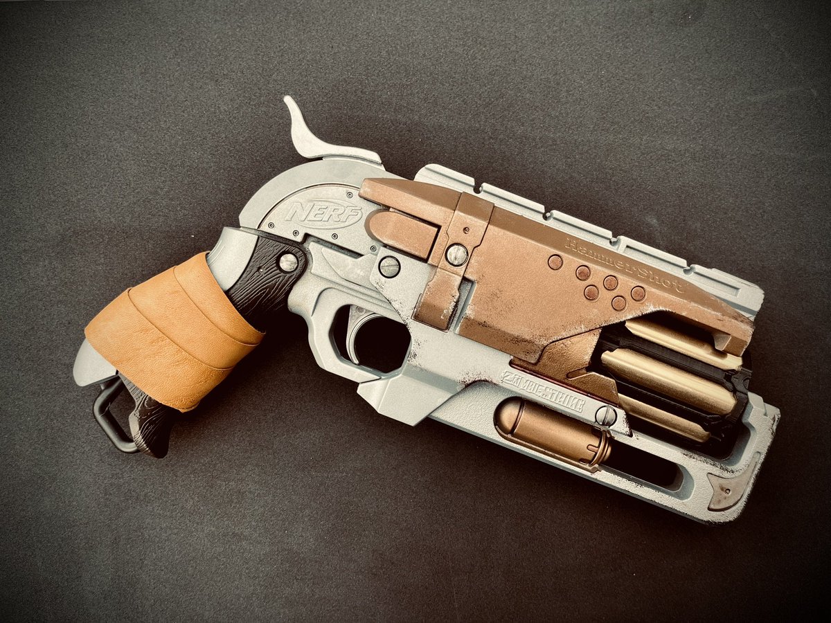 Not been able to do much hobby after an injury but decided to ease back in by doing a paint job on a nerf blaster I use whilst teaching. Spiralled into changing the internals to add a brass cylinder, stronger spring, pre compression spacer &amp; padded plunger. Think I’m hooked now!