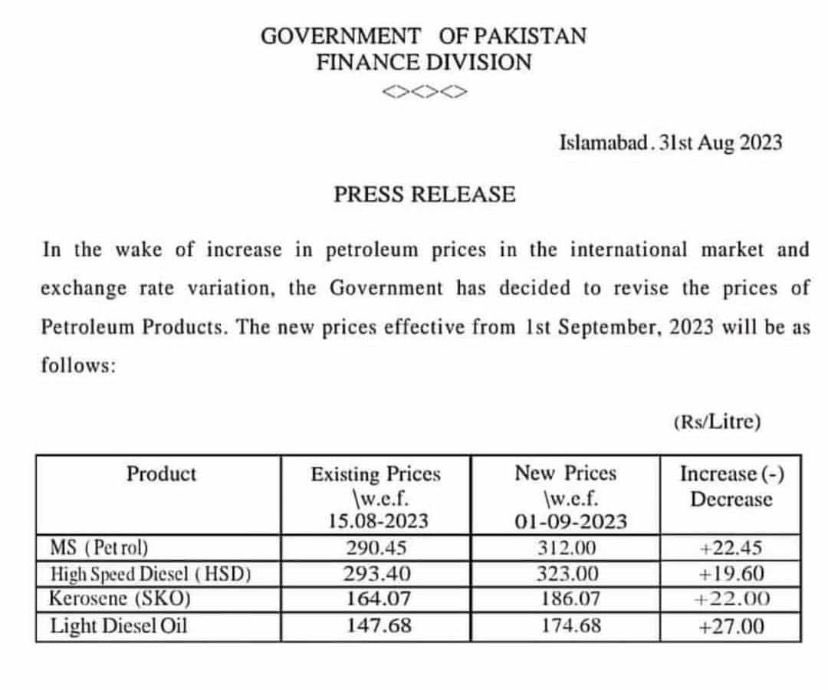Saju__302's tweet photo. Pakistan's Interim Federal Cabinet raises the energy bar with a PKR 22.45 boost in Petroleum prices. 📈 New rate: PKR 312/litre ($1.02).
#FuelingChange
#PetrolDieselPrice https://t.co/i9sL5AZ5uT