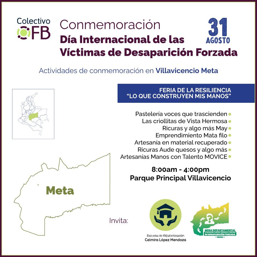 Hoy en el Parque Principal de #Villavicencio se llevará a cabo la 6ta versión de la Feria de la Resiliencia “Lo que construyen mis manos”, una iniciativa que busca apoyar y visibilizar los emprendimientos de mujeres víctimas del conflicto en el Meta.
#CuentenConmigo