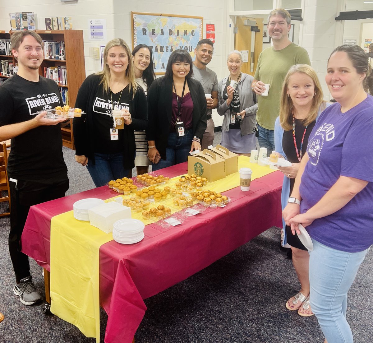 The River Bend MS Library team loves hosting our school family! ❤️<a href="/RBMS_Official/">River Bend M.S.</a> #middleschoollibrary