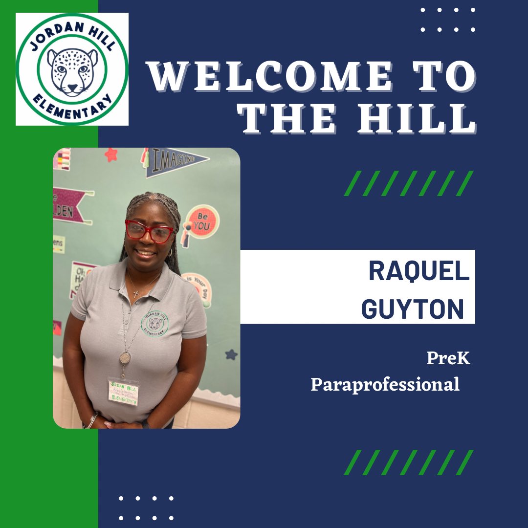 JordanHillElem's tweet photo. Everyone please give our newest team member, Mrs. Guyton, a warm welcome. We are thrilled she is here! #thehillwill https://t.co/cCbYTxGUta