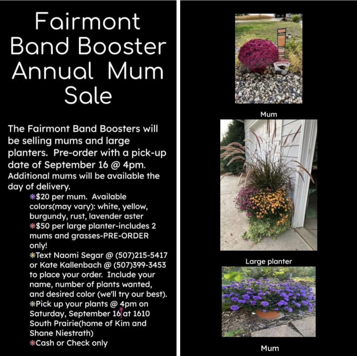 FairmontBands's tweet photo. Fairmont Band Booster Mum Sale!🍂 https://t.co/mGDKdsmr8R