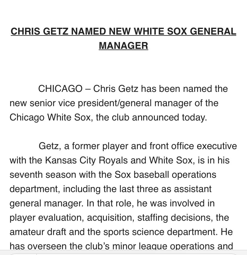 TomlinDoesIt's tweet image. The #WhiteSox name Chris Getz their new GM 

#TheBIGS #ItsUS