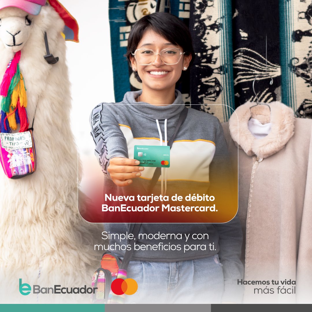 BanEcuadorBP's tweet photo. Paga con tu tarjeta #BanEcuadorMastercard y el dinero de la compra se debitará inmediatamente de tu cuenta.✅

Consulta cómo puedes obtenerla en:
https://t.co/VjAQUXKtOs https://t.co/ToRY5enzqp