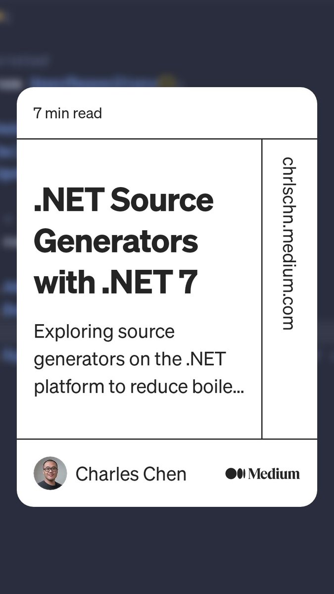 Meligy's tweet image. .NET Source Generators with .NET 7 #dotnet #dotnet7 blog.devgenius.io/net-source-gen…