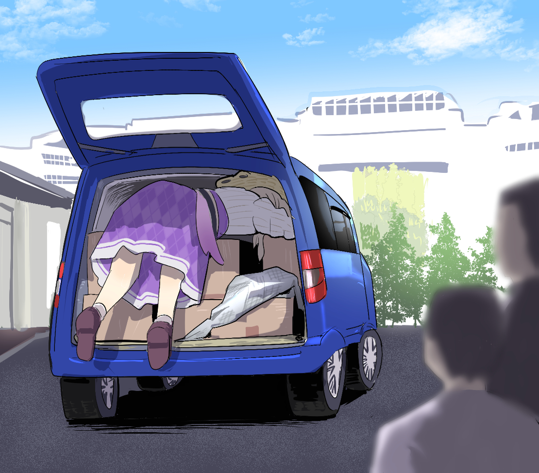 usami sumireko ground vehicle car motor vehicle outdoors 1girl skirt hat  illustration images