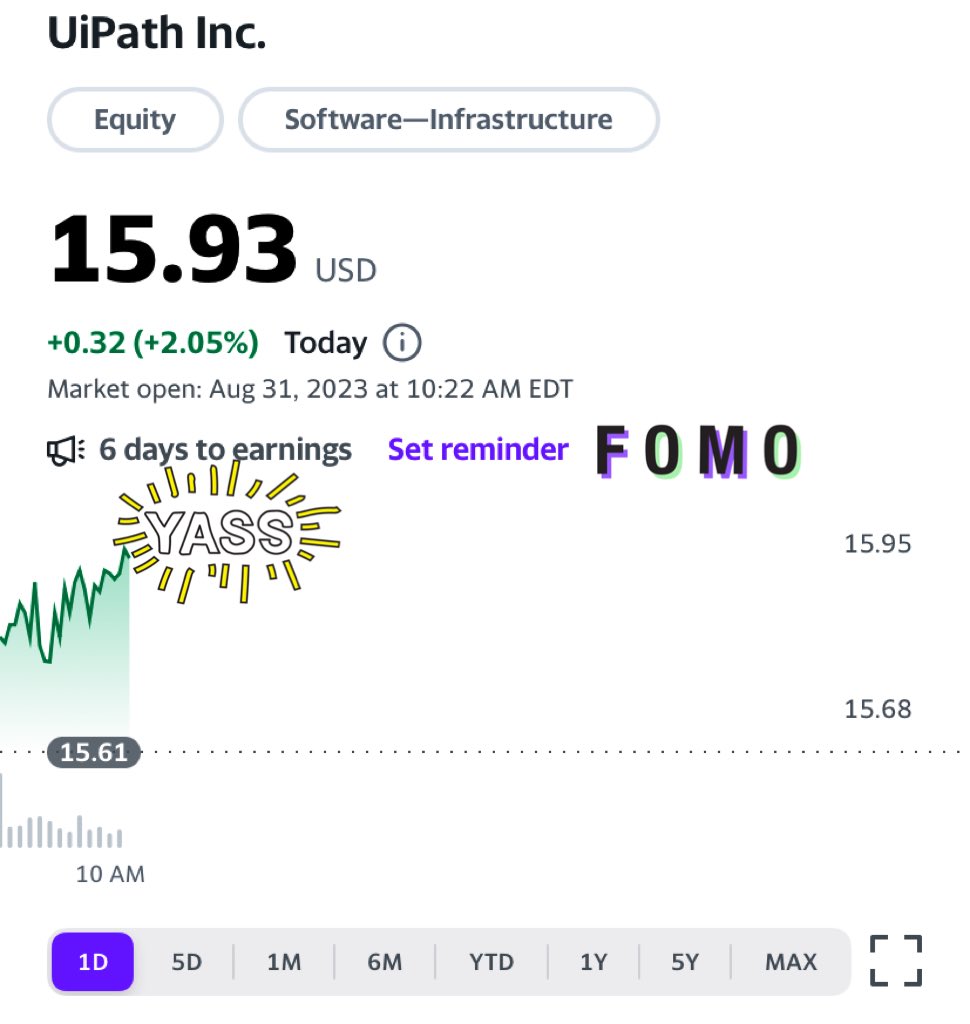 $PATH 6 days until quarterly earnings report, something is brewing. How many times will they say #AI on this earnings call? 🤷‍♂️ Let’s recap last quarter’s news releases:

Aug29 - new connectors $GOOG AI
Aug7 - project wingman AI 
Jun27 - unlocking true potential of AI with #RPA