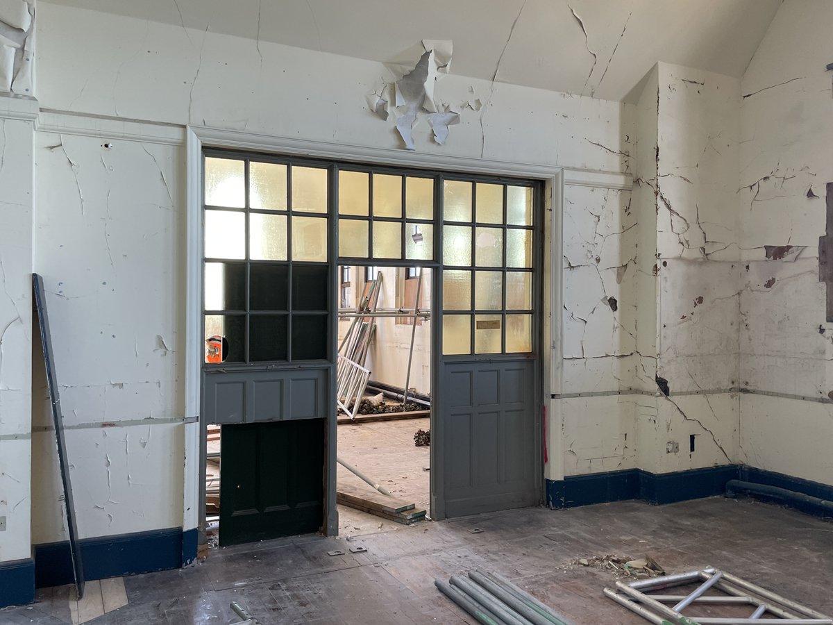 AustinSmithLord's tweet photo. Historic features hidden for decades... decorative tiled floors, glazed screens and fireplaces... and a stamp postmarked 1911. Lots being uncovered at #AberystwythUniversity Old College. 

https://t.co/1Zk7L6A2Zb 

#NewLifeOldCollege #Conservation #Heritage #Architecture https://t.co/snCTy4fDRh